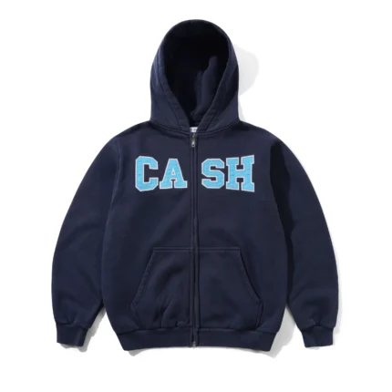 Cash Only Campus Applique Zip-Thru Hood, Washed Navy