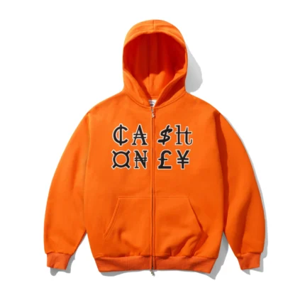 Cash Only Currency Zip-Thru Hood Orange