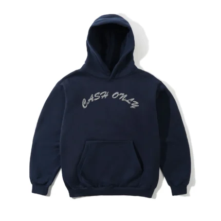 Cash Only Diamond Plate Logo Pullover Hood Navy