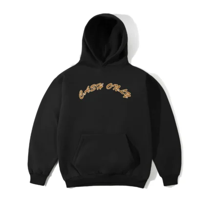 Cash Only Felt Applique Logo Pullover Hood Black