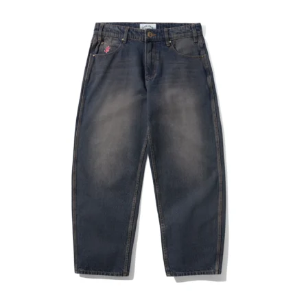 Cash only Logo Baggy Denim Jeans, Dark Navy Wash