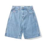Cash only Logo Denim Shorts, Washed Indigo