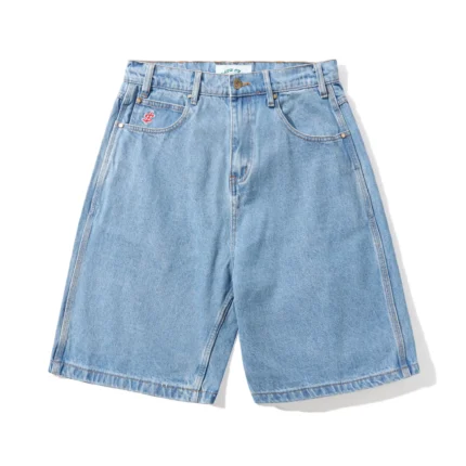 Cash only Logo Denim Shorts, Washed Indigo