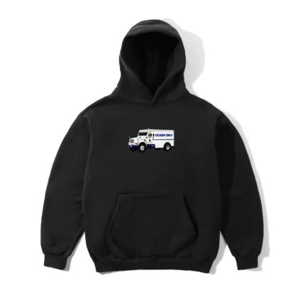 Cash Only Money Truck Pullover Hood, Black