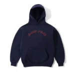 Cash Only Plaid Applique Logo Pullover Hood, Navy