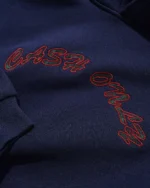 Cash Only Plaid Applique Logo Pullover Hood, Navy