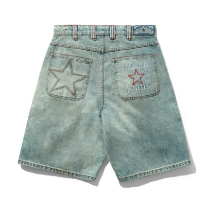 Cash only Stars Denim Shorts, Sun Fade Wash