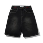 Cash only Stars Denim Shorts, Washed Black