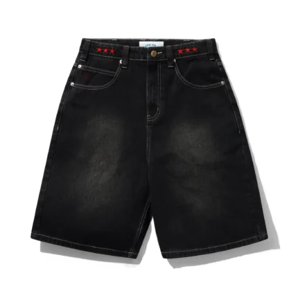 Cash only Stars Denim Shorts, Washed Black