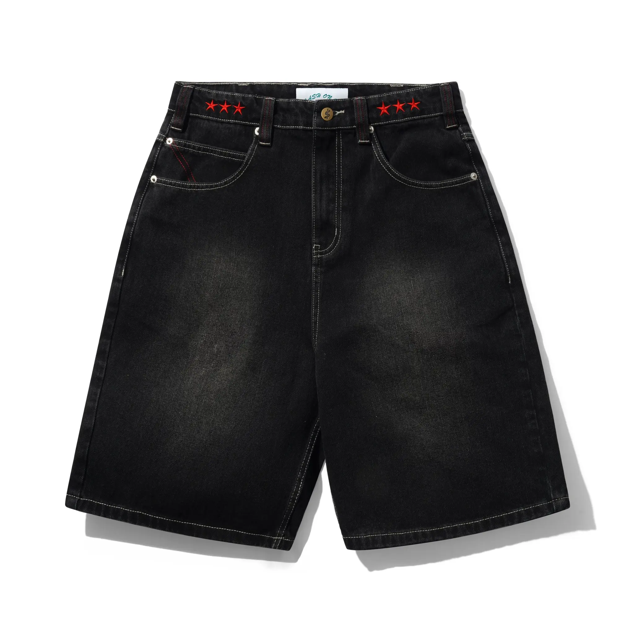 StarsDenimShortsWashedBlack1 Cash only Stars Denim Shorts, Washed Black