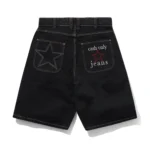 Cash only Stars Denim Shorts, Washed Black